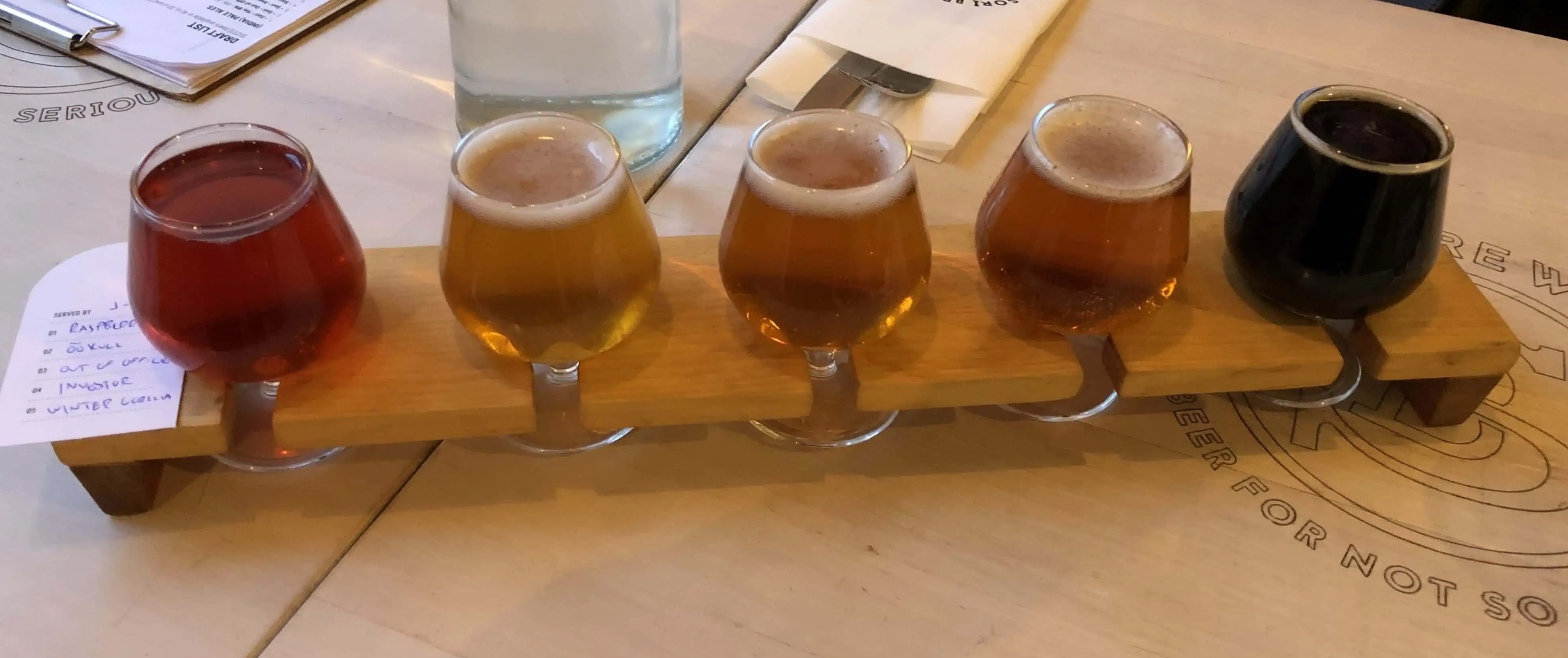 The flight of five beers